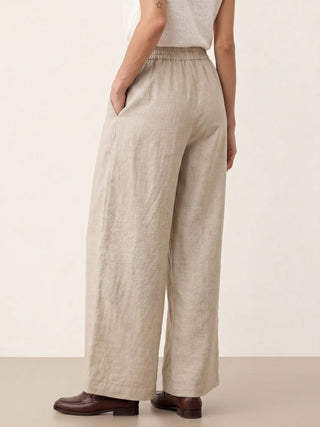 100% Linen Pleated Waist Wide Leg Pants LOUISA - Glamourous Grace