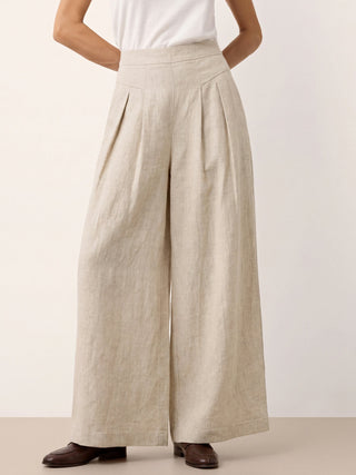 100% Linen Pleated Waist Wide Leg Pants LOUISA - Glamourous Grace