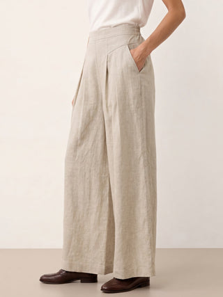 100% Linen Pleated Waist Wide Leg Pants LOUISA - Glamourous Grace