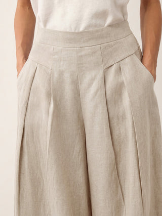 100% Linen Pleated Waist Wide Leg Pants LOUISA - Glamourous Grace