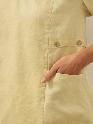 100% Linen Asymmetric Hem Long Top ISLA
