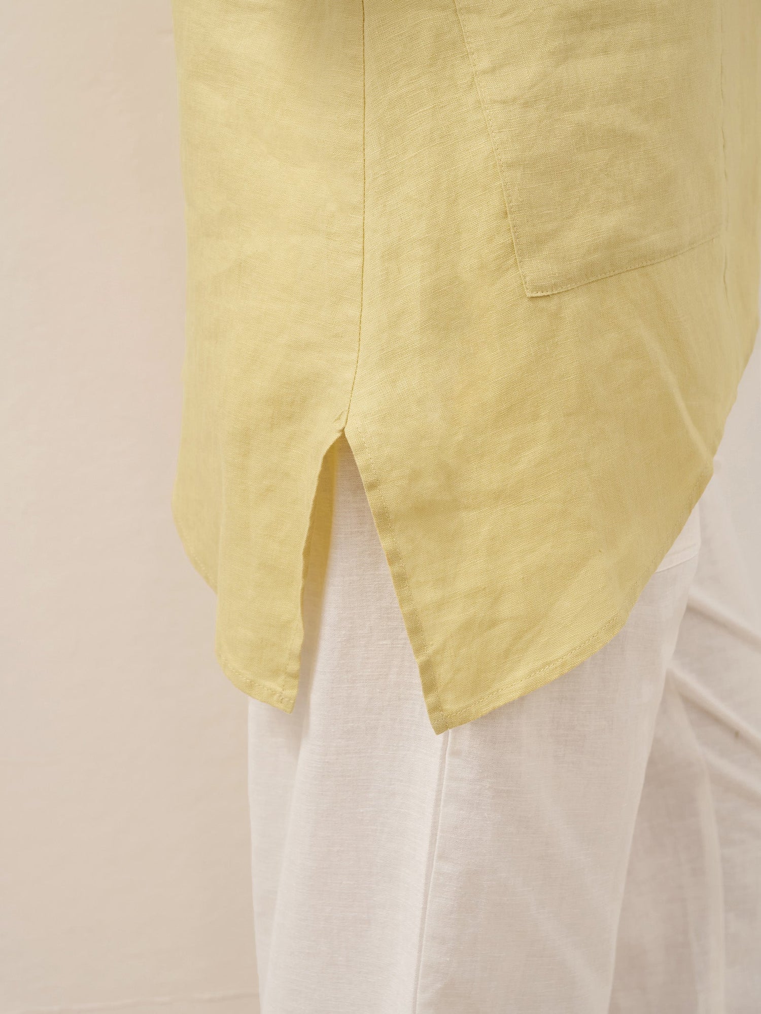 100% Linen Asymmetric Hem Long Top ISLA - Glamourous Grace