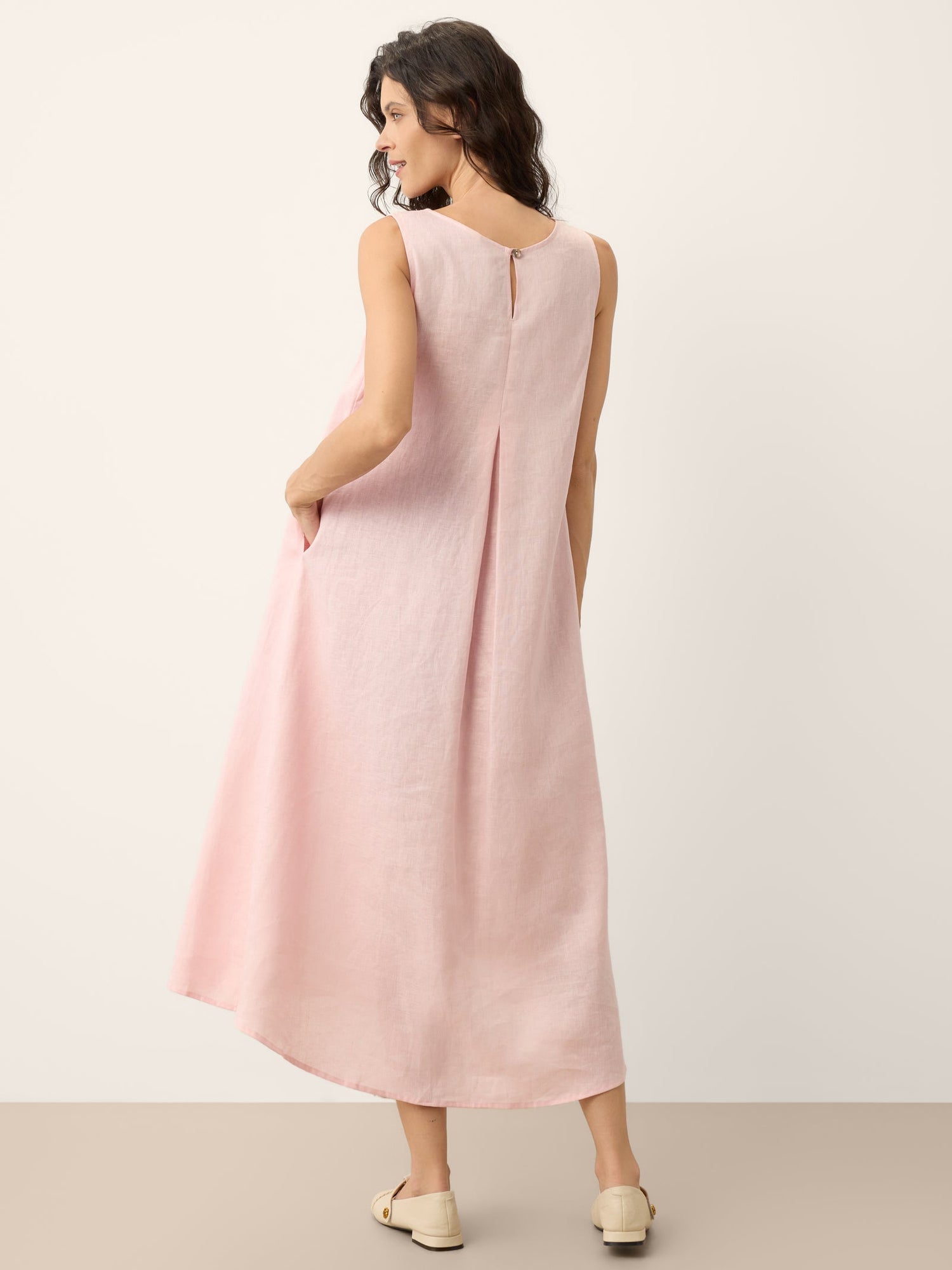100% Linen Asymmetric Pleat A-Line Maxi Dress KARINA - Glamourous Grace