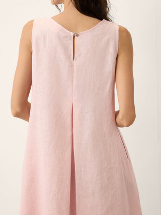 100% Linen Asymmetric Pleat A-Line Maxi Dress KARINA