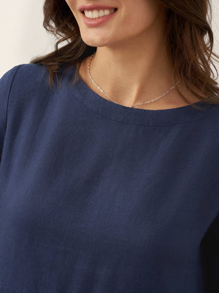 100% Linen Bateau Neck Pleated Midi Dress - Glamourous Grace