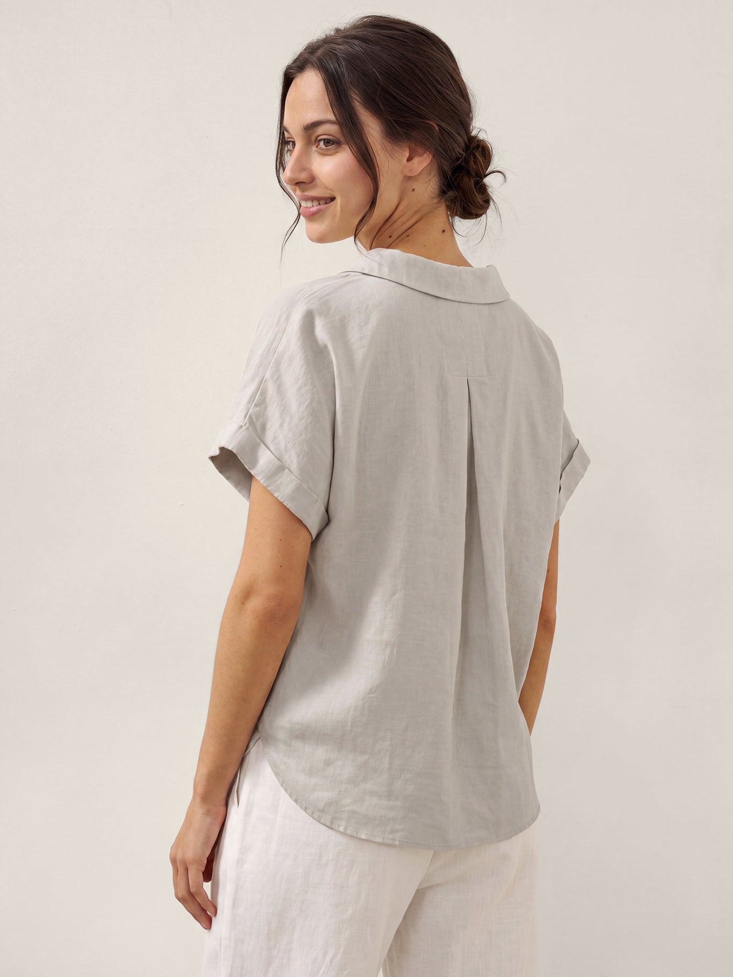 100% Linen Blazer-Inspired Pullover Top DINA - Glamourous Grace