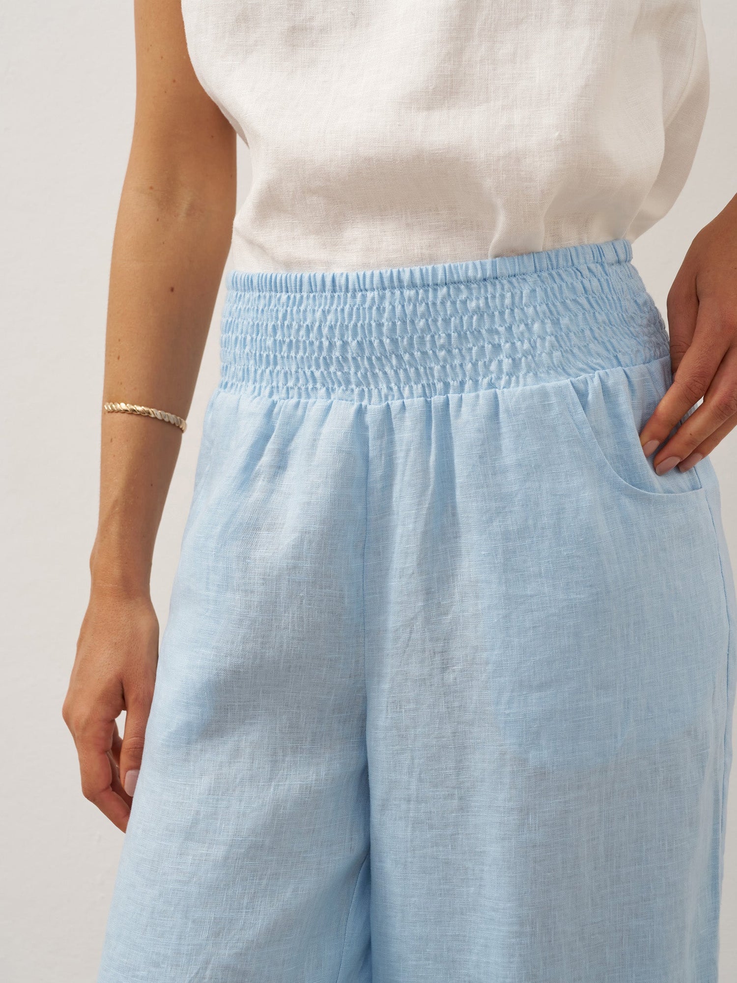 100% Linen Broad Elastic Waistband Pants TALIA - Glamourous Grace