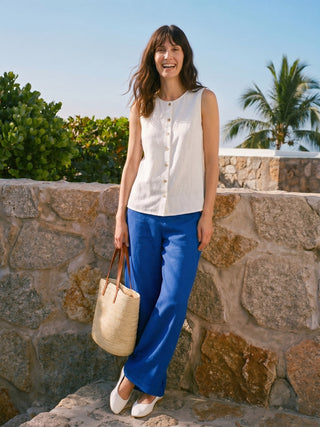 100% Linen Buttons Down Tank Top ERIN - Glamourous Grace