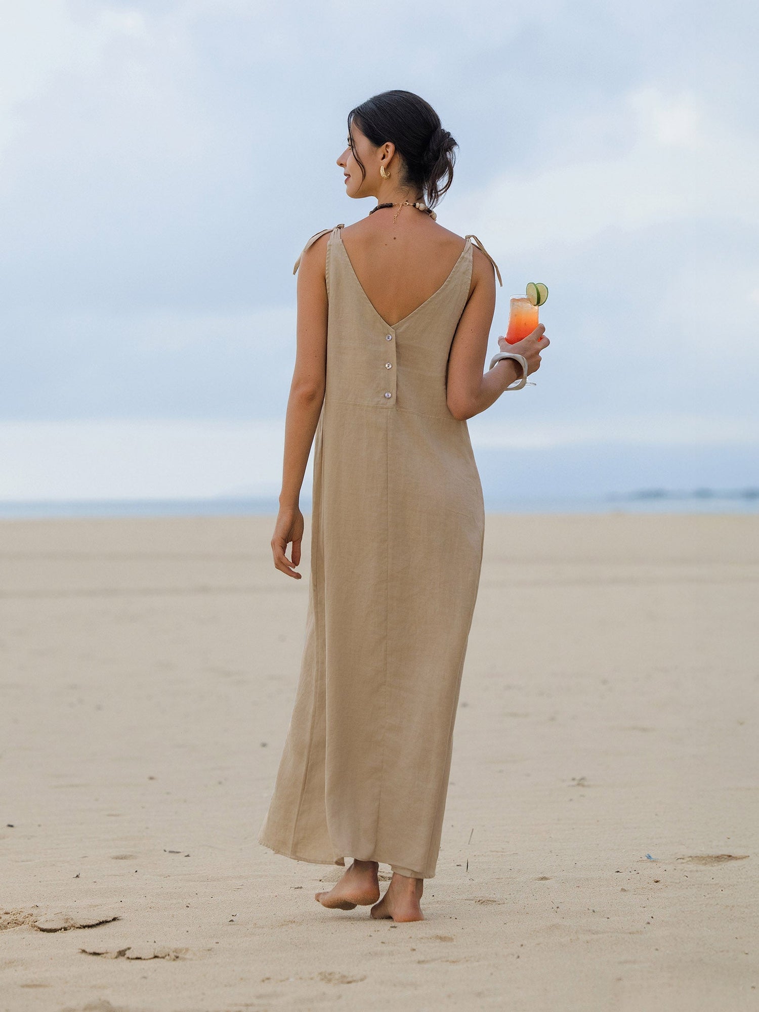 100% Linen Camisole Dress QEARL - Glamourous Grace