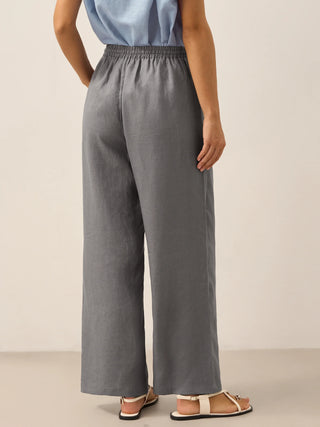 LINTICO 100% linen classic pants LYON in neutral grey, casual fit with straight legs, lightweight and breathable for everyday wear.