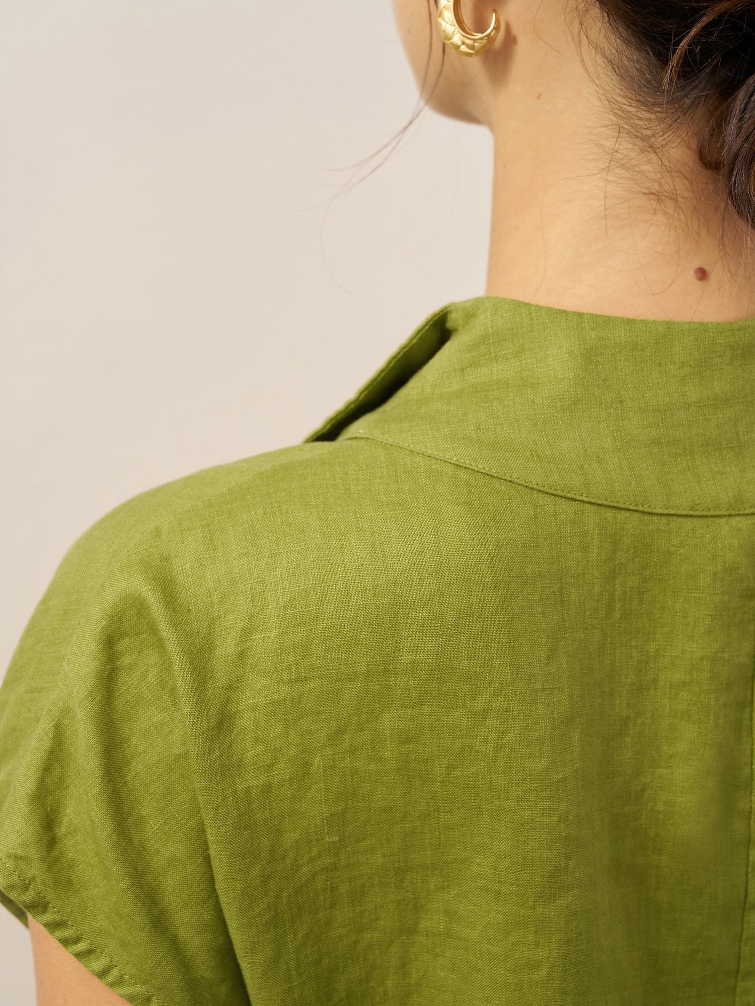 100% Linen Collared Cap Sleeve Top IVY - Glamourous Grace
