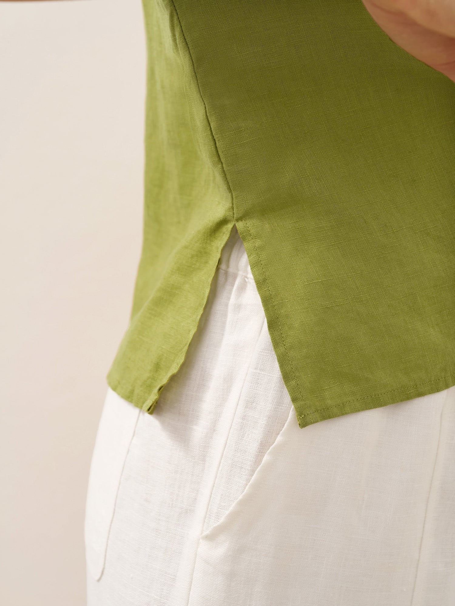 100% Linen Collared Cap Sleeve Top IVY - Glamourous Grace