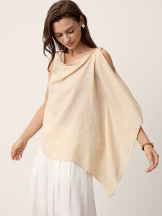 100% Linen Cowl-Neck Asymmetric Top LEVINA - Glamourous Grace