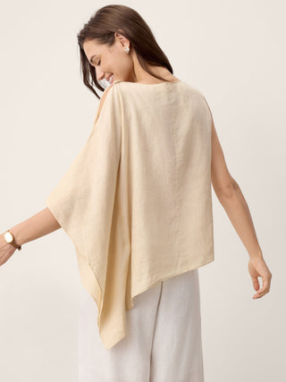 100% Linen Cowl-Neck Asymmetric Top LEVINA - Glamourous Grace