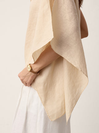 100% Linen Cowl-Neck Asymmetric Top LEVINA - Glamourous Grace