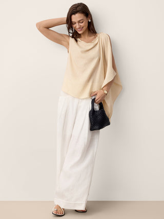 100% Linen Cowl-Neck Asymmetric Top LEVINA - Glamourous Grace