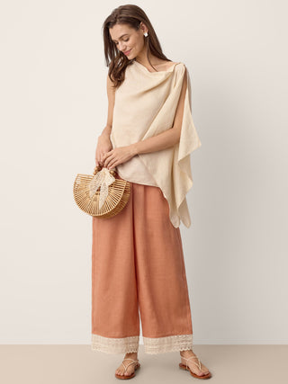 100% Linen Cowl-Neck Asymmetric Top LEVINA - Glamourous Grace