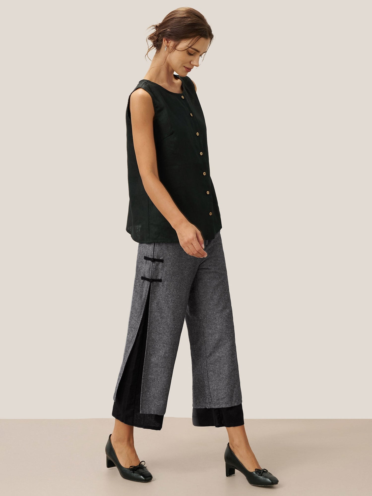 Linen Double Layer Handmade Capri Pants STELLA - Glamourous Grace