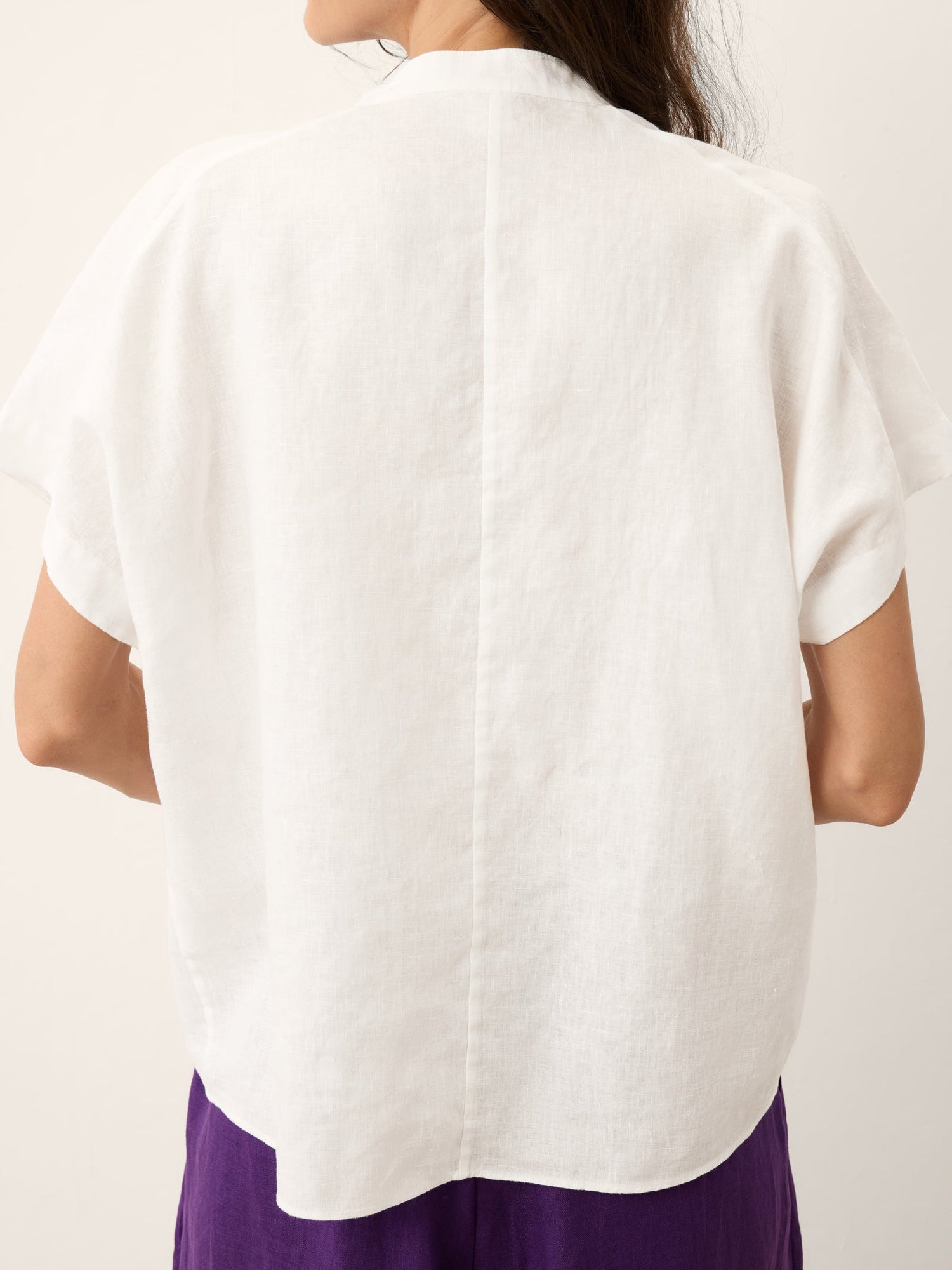 100% Linen Double Ruffle Soft Collar Top VERONICA - Glamourous Grace