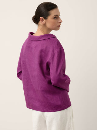 100% Linen Draped Neck Top HOLLIS - Glamourous Grace