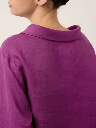 100% Linen Draped Neck Top HOLLIS - Glamourous Grace