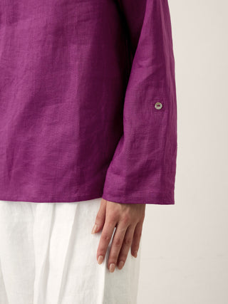 100% Linen Draped Neck Top HOLLIS - Glamourous Grace