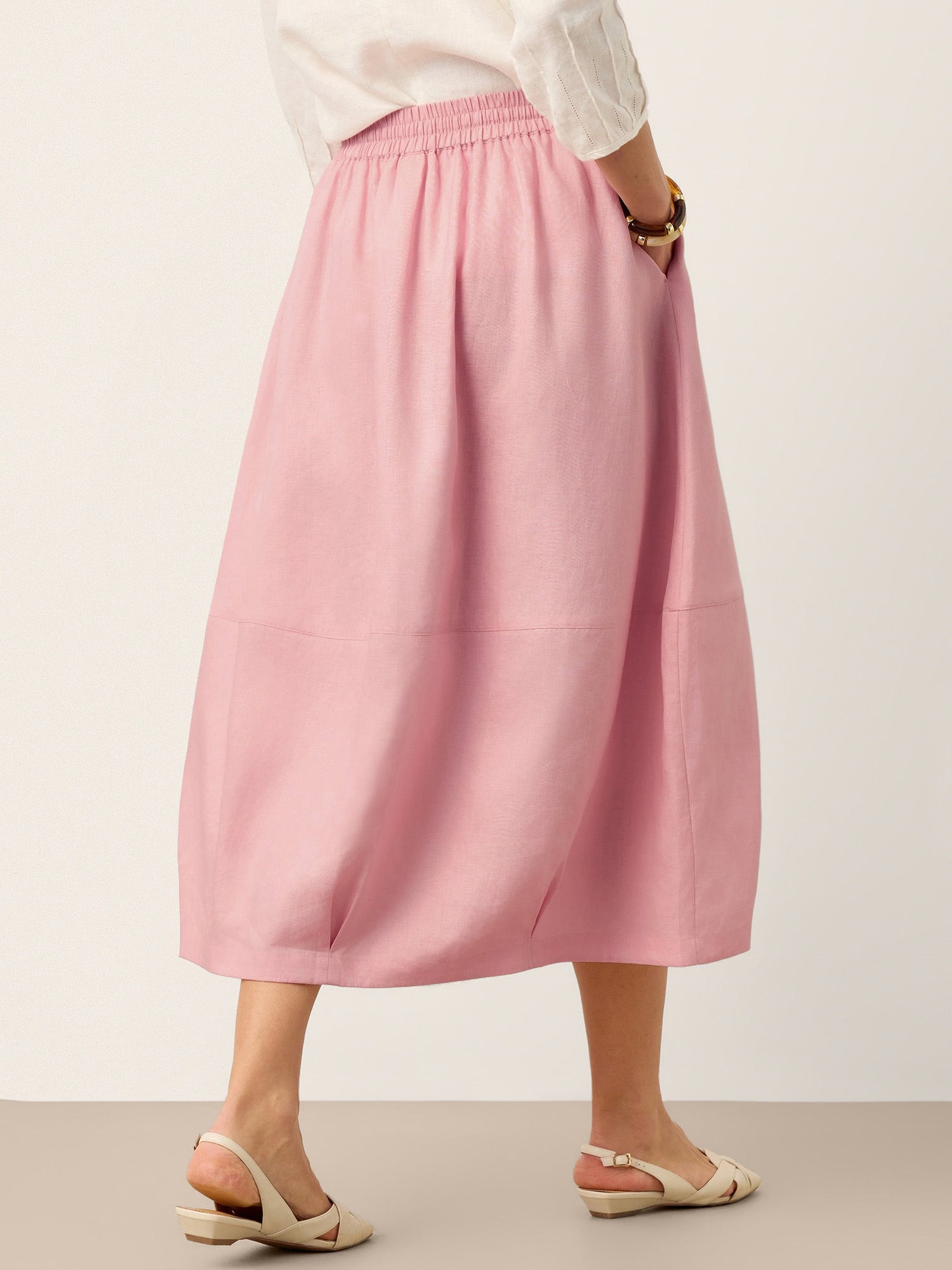 100% Linen Drawstring Lantern Maxi Skirt with Pockets ROXANNE - Glamourous Grace