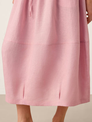 100% Linen Drawstring Lantern Maxi Skirt with Pockets ROXANNE