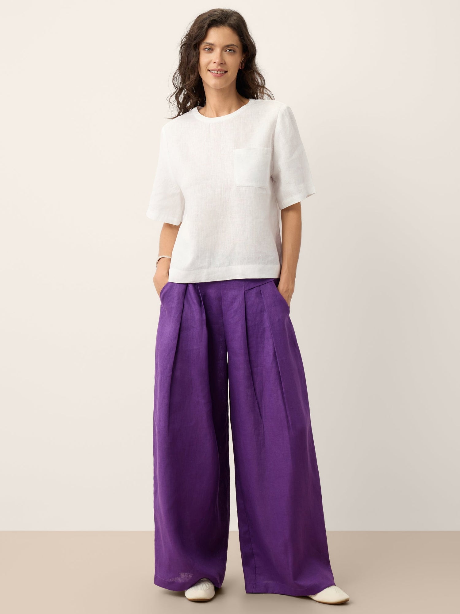100% Linen Drop Shoulder Boxy Top REGINA - Glamourous Grace