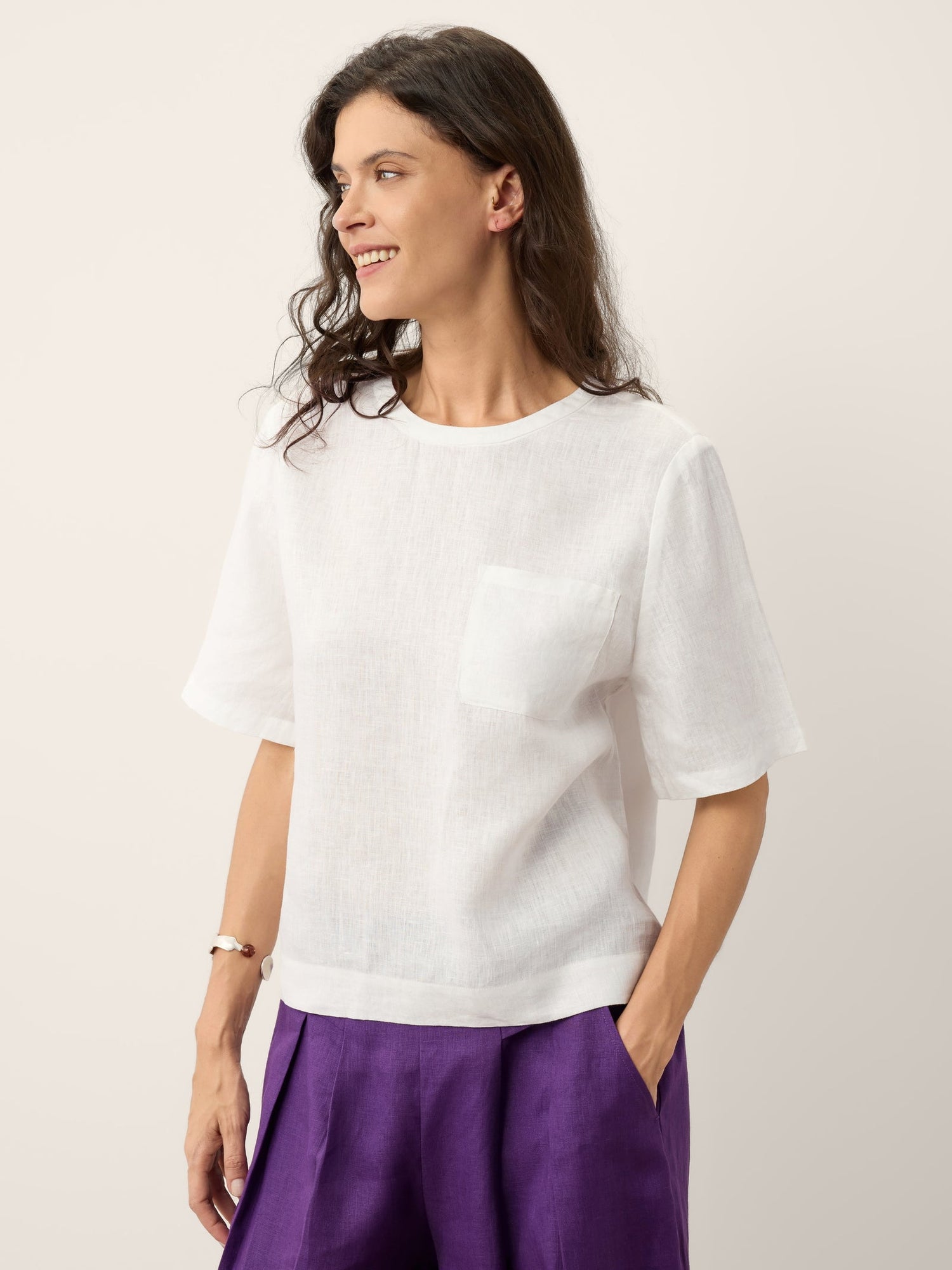 100% Linen Drop Shoulder Boxy Top REGINA - Glamourous Grace