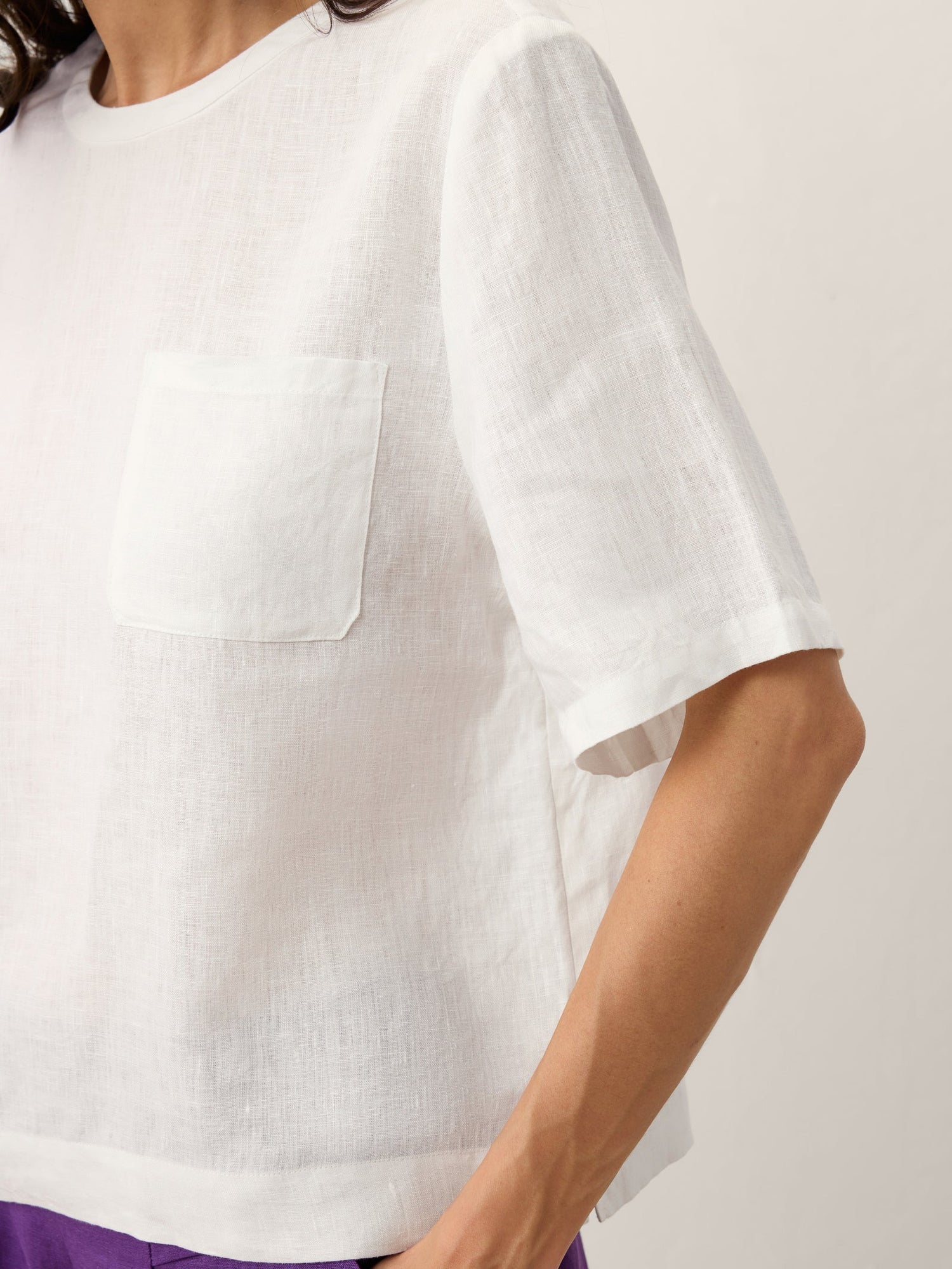 100% Linen Drop Shoulder Boxy Top REGINA - Glamourous Grace