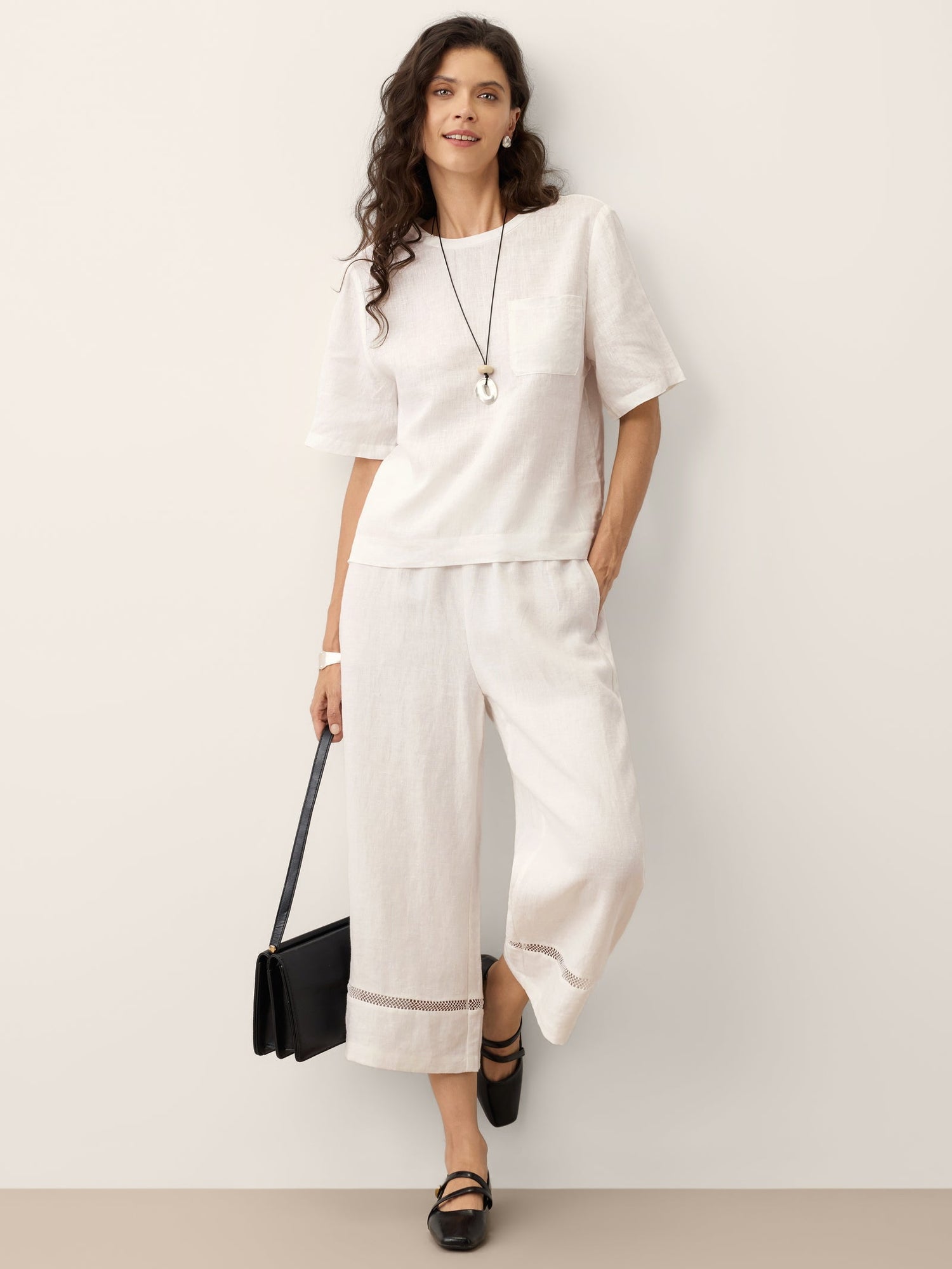 100% Linen Drop Shoulder Boxy Top REGINA - Glamourous Grace