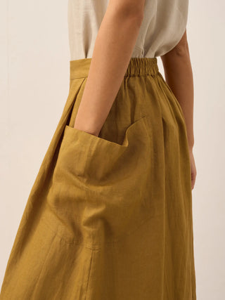 100% Linen Elastic Waist Skirt MARINA - Glamourous Grace