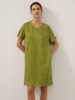 100% Linen Eyelet Short Sleeve Mini Dress LIA - Glamourous Grace