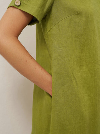100% Linen Eyelet Short Sleeve Mini Dress LIA - Glamourous Grace
