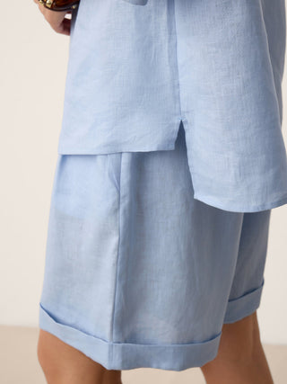 100% Linen Frog-Button Split-Neck Shirt GISELA - Glamourous Grace