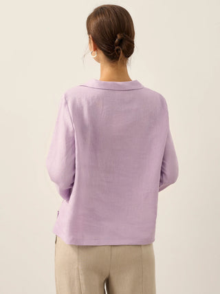 Linen Round Soft-Fold Collar Top LAURA - Glamourous Grace
