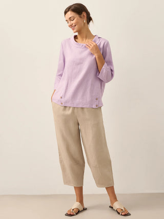Linen Round Soft-Fold Collar Top LAURA - Glamourous Grace