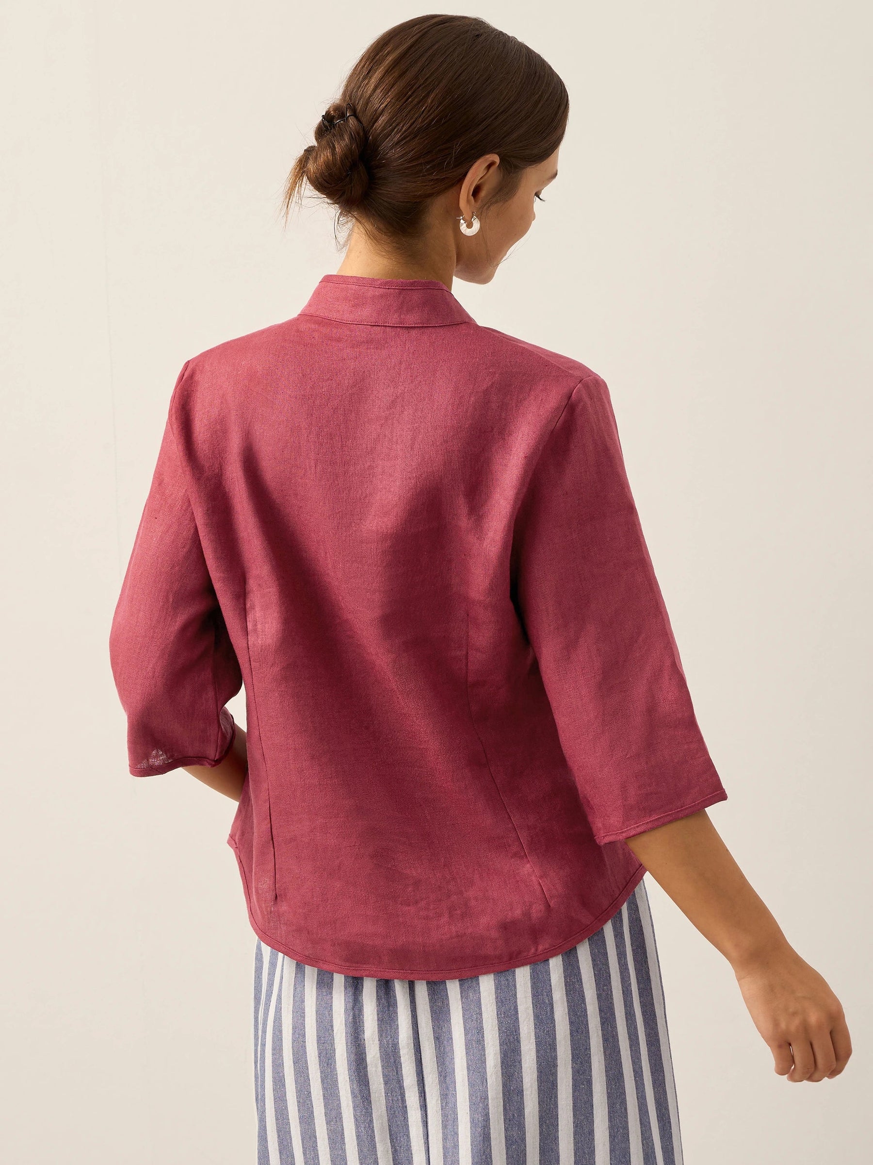 100% Linen Hand Button Fitted Jacket AMELIA - Glamourous Grace
