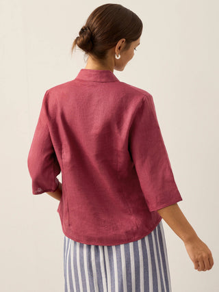 100% Linen Hand Button Fitted Jacket AMELIA - Glamourous Grace