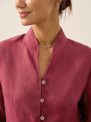 100% Linen Hand Button Fitted Jacket AMELIA - Glamourous Grace