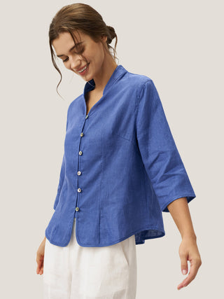 100% Linen Hand Button Fitted Jacket AMELIA - Glamourous Grace