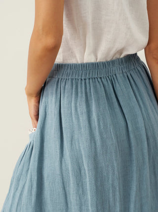 100% Linen Lace-Up Pocket Skirt FENLA - Glamourous Grace