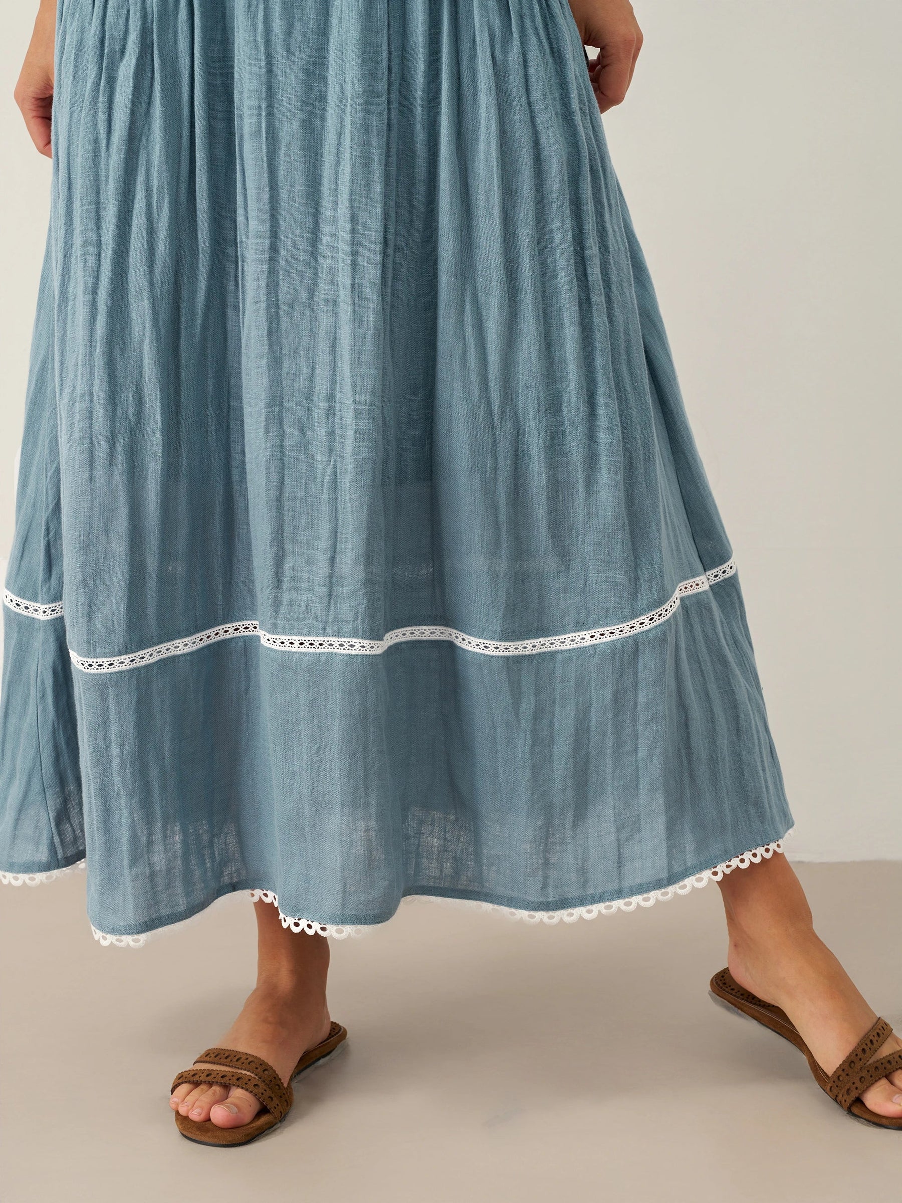 100% Linen Lace-Up Pocket Skirt FENLA - Glamourous Grace