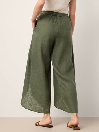100% Linen Layered Slit Wide-Leg Drawstring Pants PEREGRINE - Glamourous Grace