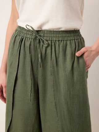 100% Linen Layered Slit Wide-Leg Drawstring Pants PEREGRINE - Glamourous Grace