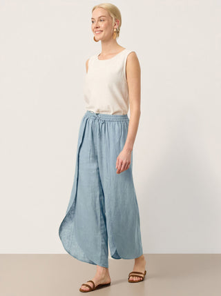 100% Linen Layered Slit Wide-Leg Drawstring Pants PEREGRINE - Glamourous Grace