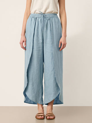 100% Linen Layered Slit Wide-Leg Drawstring Pants PEREGRINE - Glamourous Grace