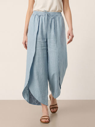 100% Linen Layered Slit Wide-Leg Drawstring Pants PEREGRINE - Glamourous Grace