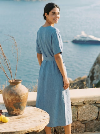 100% Linen Loose Fit Kimono Maxi Dress MADDIE - Glamourous Grace